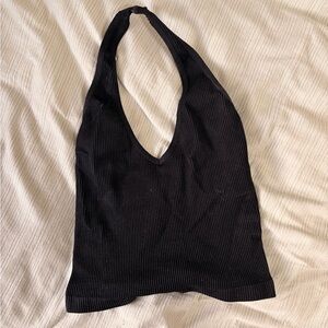 Urban Outfitters Black Ribbed Halter V-Neck Camisole